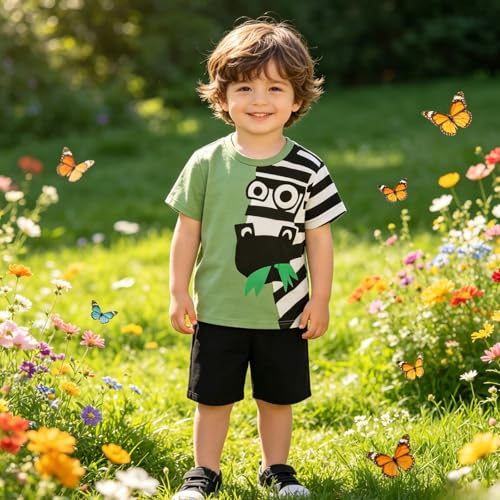 Image of Boy Shorts Sets Dinosaur Animal Print Shirt Summer Outfits Set 2pcs Casual Clothes