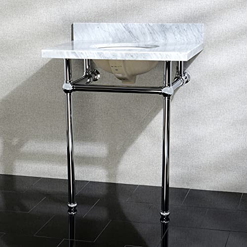 Kingston Brass Kvpb30Mb1 Templeton Console Sink, 30" L X 22" W X 12-1/4" D, Carrara Marble/Polished Chrome #TOP1