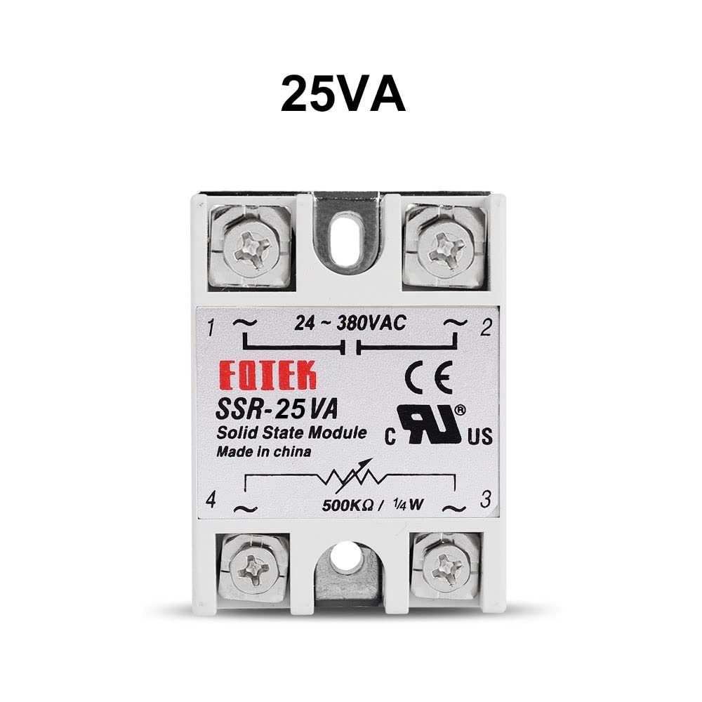 SSR 10VA 25VA 40VA Regolatore di Tensione a relè a Stato Solido Uscita 24-380 V CA con potenziometro 10A 25A 40A (Size : 25VA)