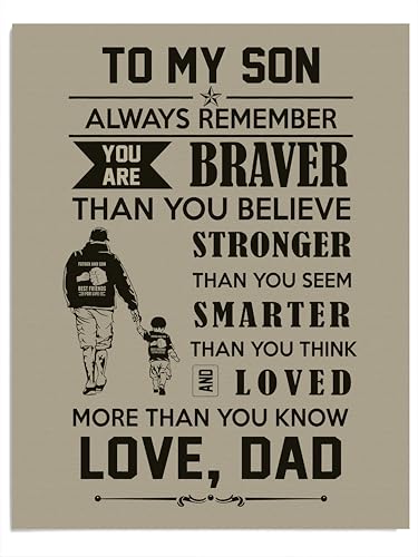 AMERICAN LUXURY GIFTS To My Son, Love Dad Quote - Inspirational Father Son Silhouette Wall Decor - Bedroom, Living Room - 11x14 Unframed Print