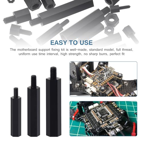 WiMas 940PCS Nylon Hex Standoff Spacer Screw Nut Threaded Pillar Standoff Screws Assorted Assortment Set M2 M2.5 M3 M4 for DIY PCB Board Motherboard Mounting (Black) - Image 3