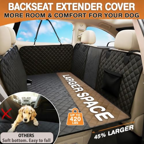 Image of Dog Car Seat Extender with Hard Bottom and Mesh Window, Waterproof Backseat Protector for Car, SUV, Truck Travel and Camping