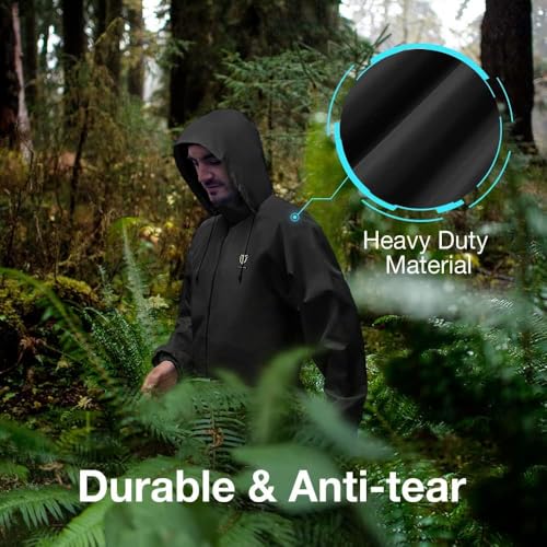 Image of TLN Waterproof Raincoat for Men | Lightweight & Durable Rain Jacket with Hood | Windproof & Breathable | Travel-Friendly, Bike & Motorcycle Use | Full-Length