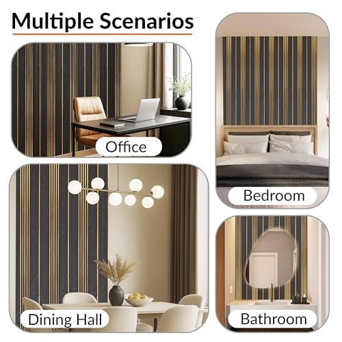 Image of Plantex Louvers Panel for Wall /8 Feet Wall Panels /3D Charcoal Panel for Interior Walls Decor - Pack of 10 Covers - 80 Sq. Ft, Size-1 Feet x 8 Feet (YD-1209)