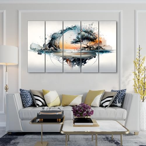 Image of The Castle Decor Watercolour Landscape Painting With Frame 5 Big Size (36x60) wall Art for Living Room,bedroom,drawing Room,hotels-wooden Framed-digital Painting