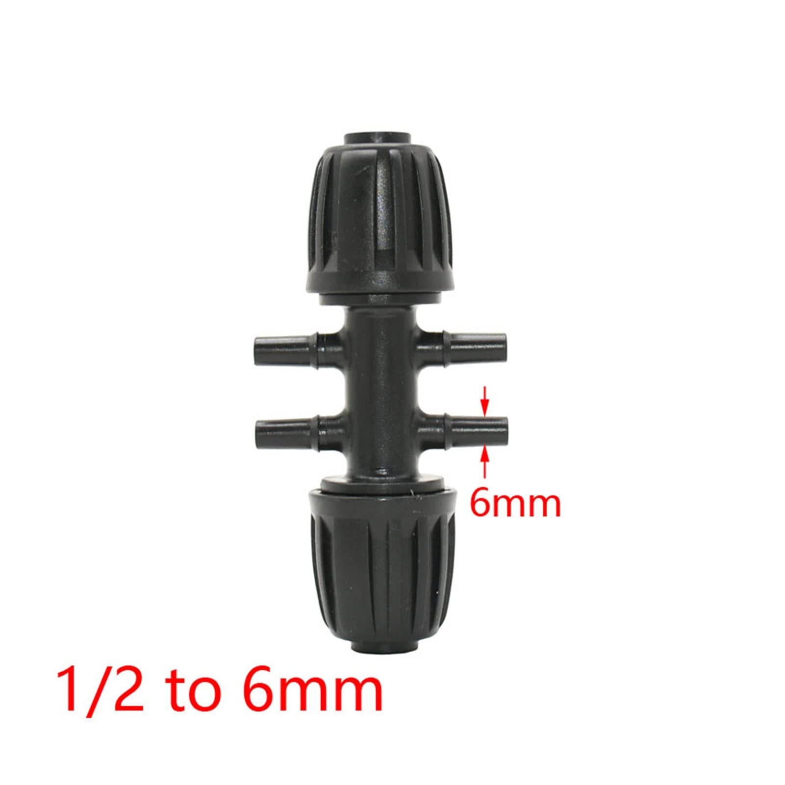 Conexión Deua de Aspersión, Tubería de Polietileno de 16 Mm a Conector en T Reductor de 1/4, 1/8 Y 3/8, Desviador de 4 Vías con Tornillos de Conexión de Riego Dentados de 1/2" a 6 Mm (20 Uni