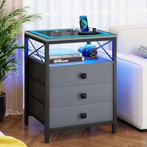 Dystler End Table with Charging Station Cover