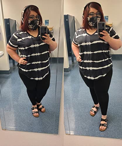 Image of RITERA Women Plus Size Tops Tie Dye V Neck Shirt Floral Camo Summer Short Sleeve Tunic Oversized Ladies Blouse XL-5XL