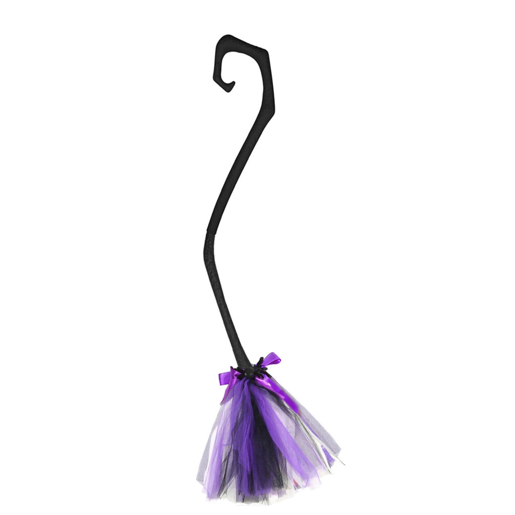 Witch Broomstick 38" Purple Ribbon Halloween Broom for Cosplay and Party