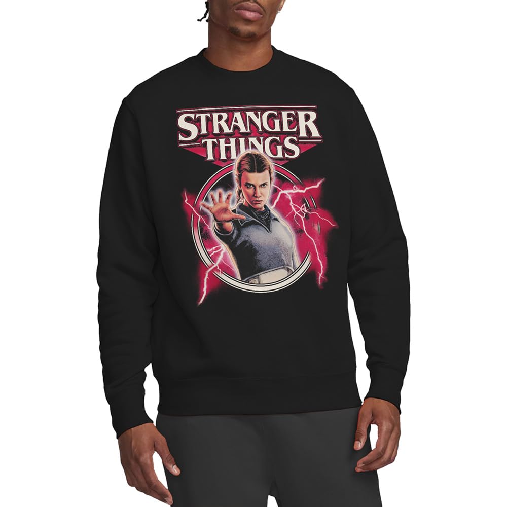 Stranger Things Eleven Lightning Poster Unisex Sweatshirt, Black, XX-Large