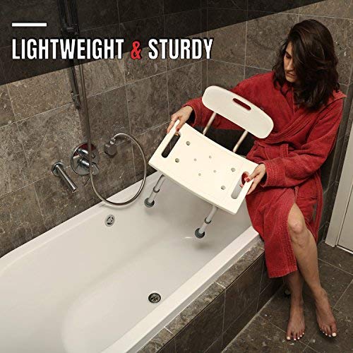 Dr. Maya Bath and Shower Chair Seat with Back (Adjustable) - Anti-Slip Bench Bathtub Stool for Elderly or Seniors (Bathroom Safety) - with Free Suction Assist Grab Bar - Image 3