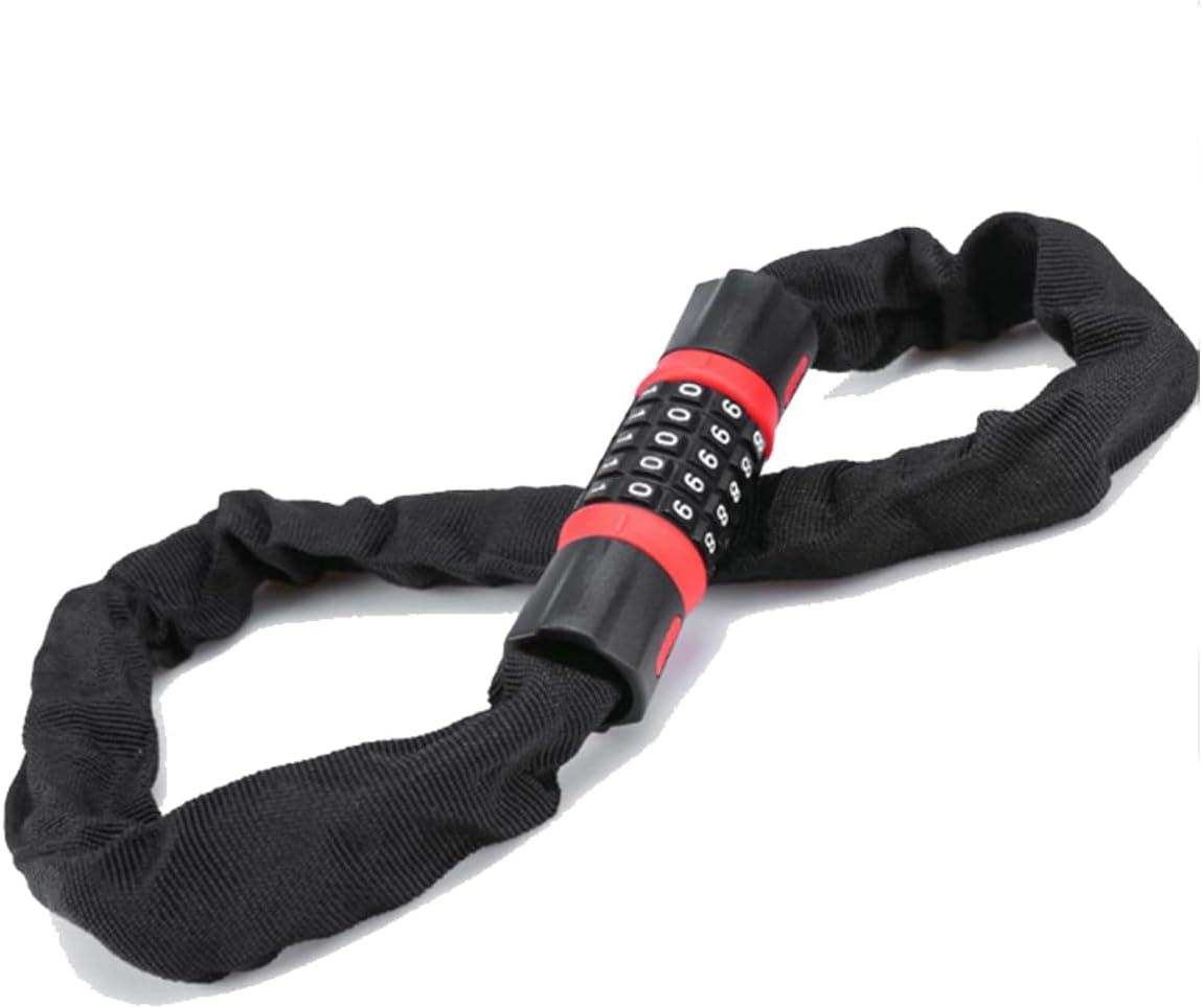 Bike Lock, High Security 5 Digit Resettable Combination Anti -Theft Password Lock Keyless Bicycle Locks Chain Lock,Used for Bicycles, Electric Motorcycles(0.9m, reddish black)