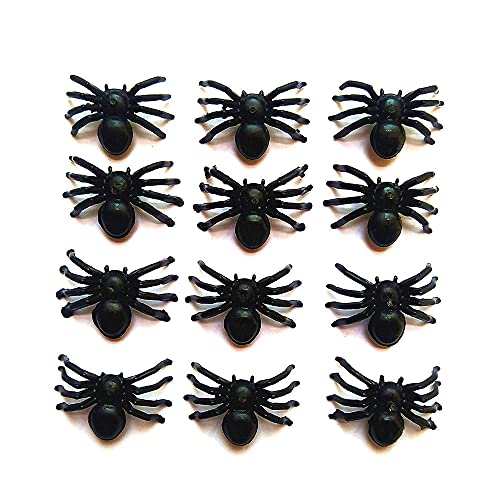 Egurs Mini araña luminosa, 50 arañas pequeñas, color negro, decoración de Halloween, 2 x 1,5 cm