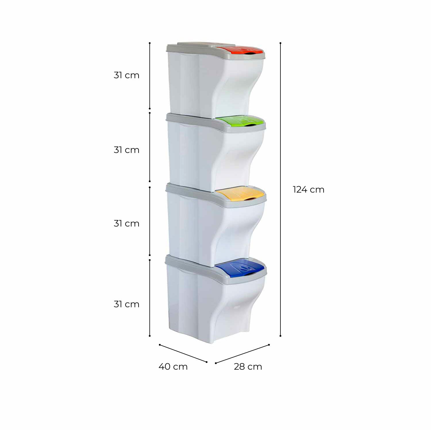Poker Bama Secchio Pattumiera Differenziata, 4 Pezzi, Colori Assortiti