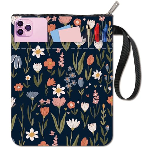 CRASPIRE Funda para Libros con Flores Protector de Plantas Fundas para Libros En Rústica Funda de Tela Lavable para Libros con Cremallera Y Bolsillo Adicional para Amantes de los Libros Regalos