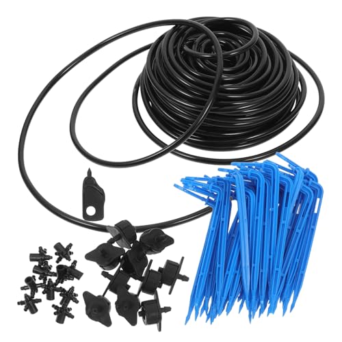 Abaodam Kit de Riego por Goteo Automático para Jardín y Invernadero Sistema DIY con Temporizador Programable Accesorios Negros de Tubería y Goteros para Plantas de Interior y Huerto