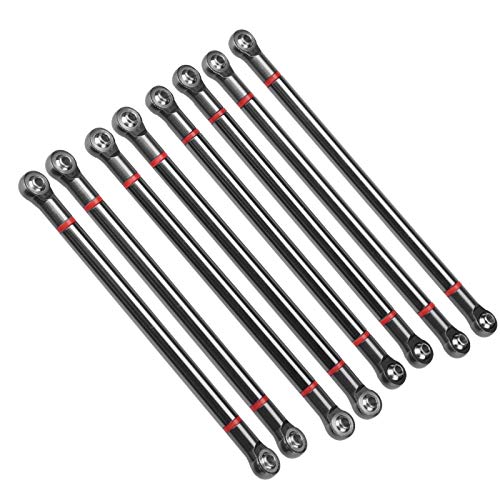 Qinlorgo Link Rod, Rc Part Aluminium Alloy Rc Car Link Rod 8Pcs Rc Car Accessory Rc Car Link Rod, For Scx10 1/10 Scale 313Mm Wheelbase Rc Crawler Toy Car(Blue Black) #TOP23