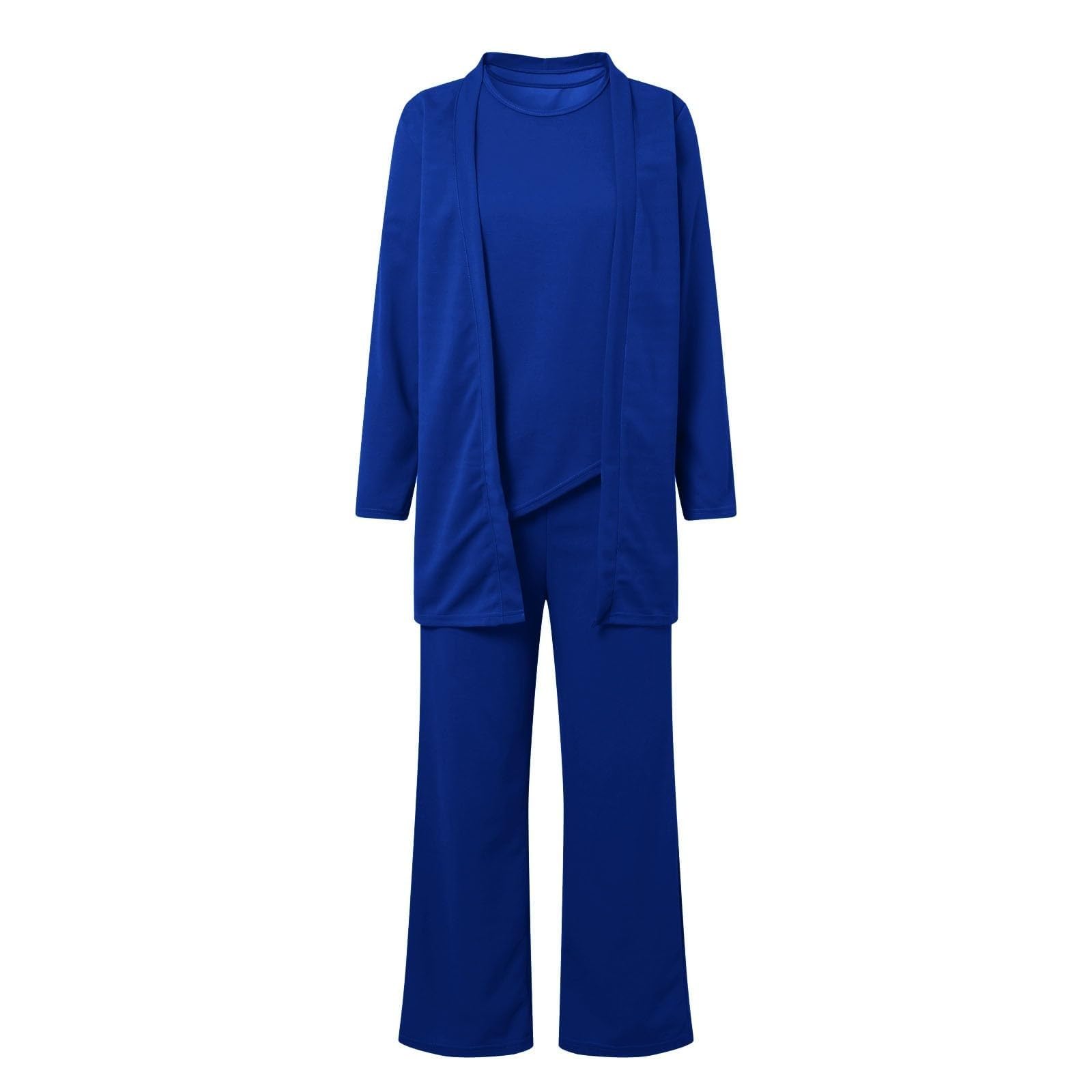 Conjunto de 3 piezas para mujer, traje de ocio elegante de algodón, chaqueta de entretiempo con chalecos y pantalones anchos de pierna ancha, tallas grandes, trajes de pantalón, traje de casa de un