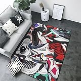 Sneakers Area Rug Cool Basketball Shoes Carpet Modern Design Popular Sport Shoes Rug Polyester Floor Mat Indoor Outdoor Decorative Rug for Living Room Playroom Bedroom Dorm Entrance 3' x 4'