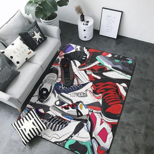 Sneakers Area Rug Cool Basketball Shoes Carpet Modern Design Popular Sport...