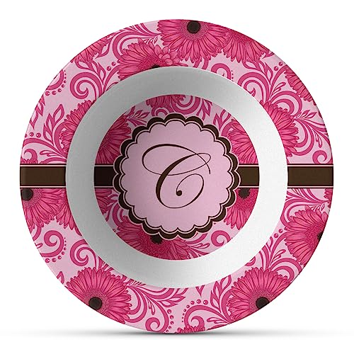 Personalized Gerbera Daisy Plastic Bowl - Microwave Safe - Composite Polymer