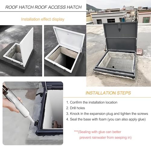 Rainproof Rooftop Hatch Lid - Attic Skylight & Basement Window Well Cover, Durable Roof Access Hatch for Deck (60x60cm/23.6x23.6in)