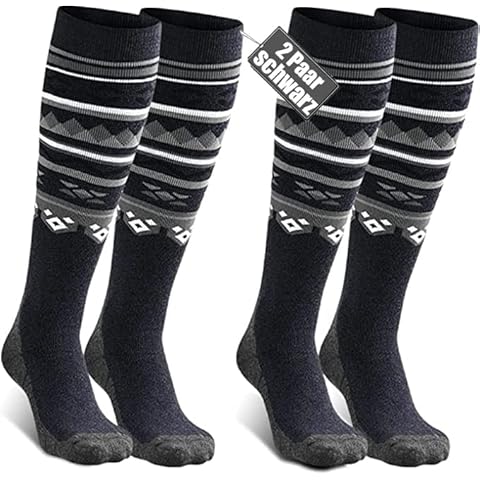 TONIFAY Ski Socks Men's Women's Children's 2 Pairs Merino Performance Ski Socks Winter Sports Outdoor Socks, black, XL Cover