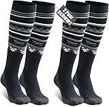 【Komprimierende Fußgewölbestütze Weich Bequem】Diese dicken, kniehohen Socken verfügen über dicke Frotteeschlaufen im Vorfuß-, Fersen- und Zehenbereich, die speziell für minimale Reibung und Stoßdämpfung entwickelt wurden.Die Snowboard-Socken bieten genau die richtige Menge an gezielter Polsterung im vorderen Schienbeinbereich, wo Skifahrer und Rider oft etwas mehr Dämpfung benötigen，Dieses Arbeitstier unter den Socken ist eine großartige Option für Skifahrer und Rider Das elastische Fußgewölbeband hält die warmen Socken perfekt an Ort und Stelle, um ein Verrutschen zu verhindern und sie während Ihrer sportlichen Aktivitäten im Freien an Ort und Stelle zu halten.