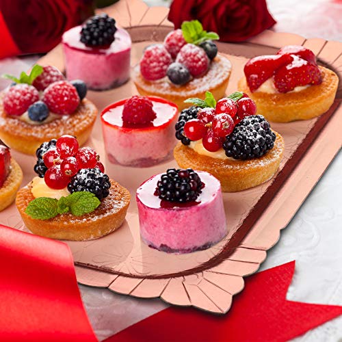 8 Pieces Rose Gold Serving Trays And Platters Disposable Safe Paper Plates For Cake Cupcake Fruit Dessert Display Holder For Wedding Bridal Shower Birthday Party Favors Supplies 9.4 X 13.4 Inch #TOP5
