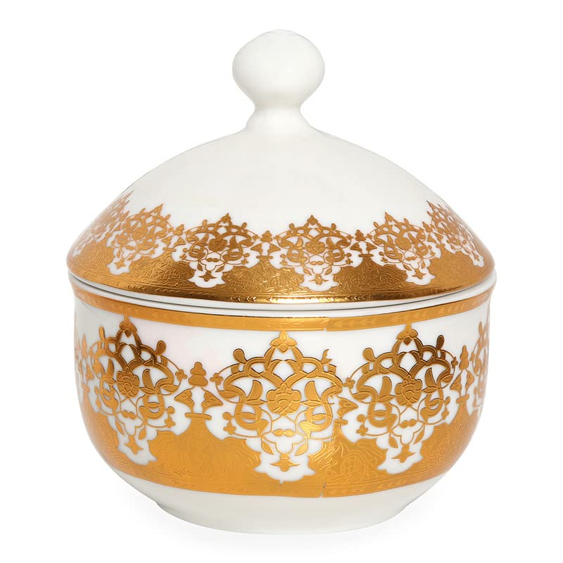 Homes r us Nadia Sugar Bowl, Gold & White