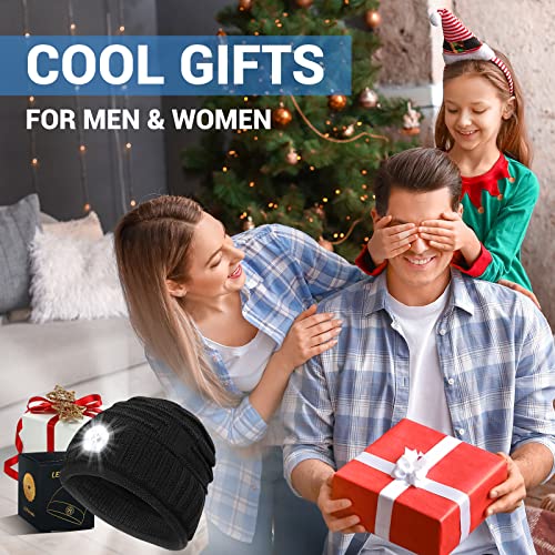 Eastpin Valentines Gift Beanie Hat With Light: Rechargeable Led Flashlight Winter Hats Valentines Day Gifts For Him Her Husband Kids Black #TOP1