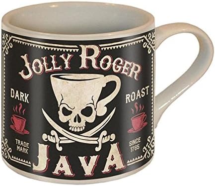 Jolly Roger Java Skull and Swords Coffee Mug - Ceramic Mug by Trixie & Milo - Comes in a fun Gift Box