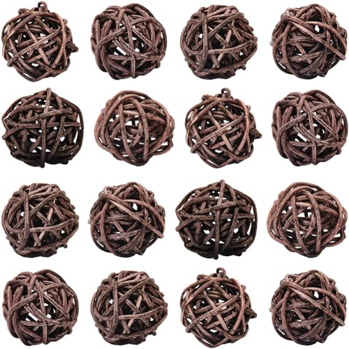SUNNYCLUE 30 Pieza de Bolas de Mimbre Decorativas Bolas de Ratán A Granel 4mm Redondas Color Marrón Coco Cuencos para Centros de Mesa Orbes Rellenos para Jarrones Decoración Manualidades para Navidad