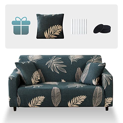 INFOSUN Stretch Sofa Slipcover, Elastic Fabric Fashion Printed Armchair Loveseat Couch Living Room Sofa Covers Pet Protector Mat Cushion Cover with 1 Pillowcase(Pattern 1, 2 Seater)