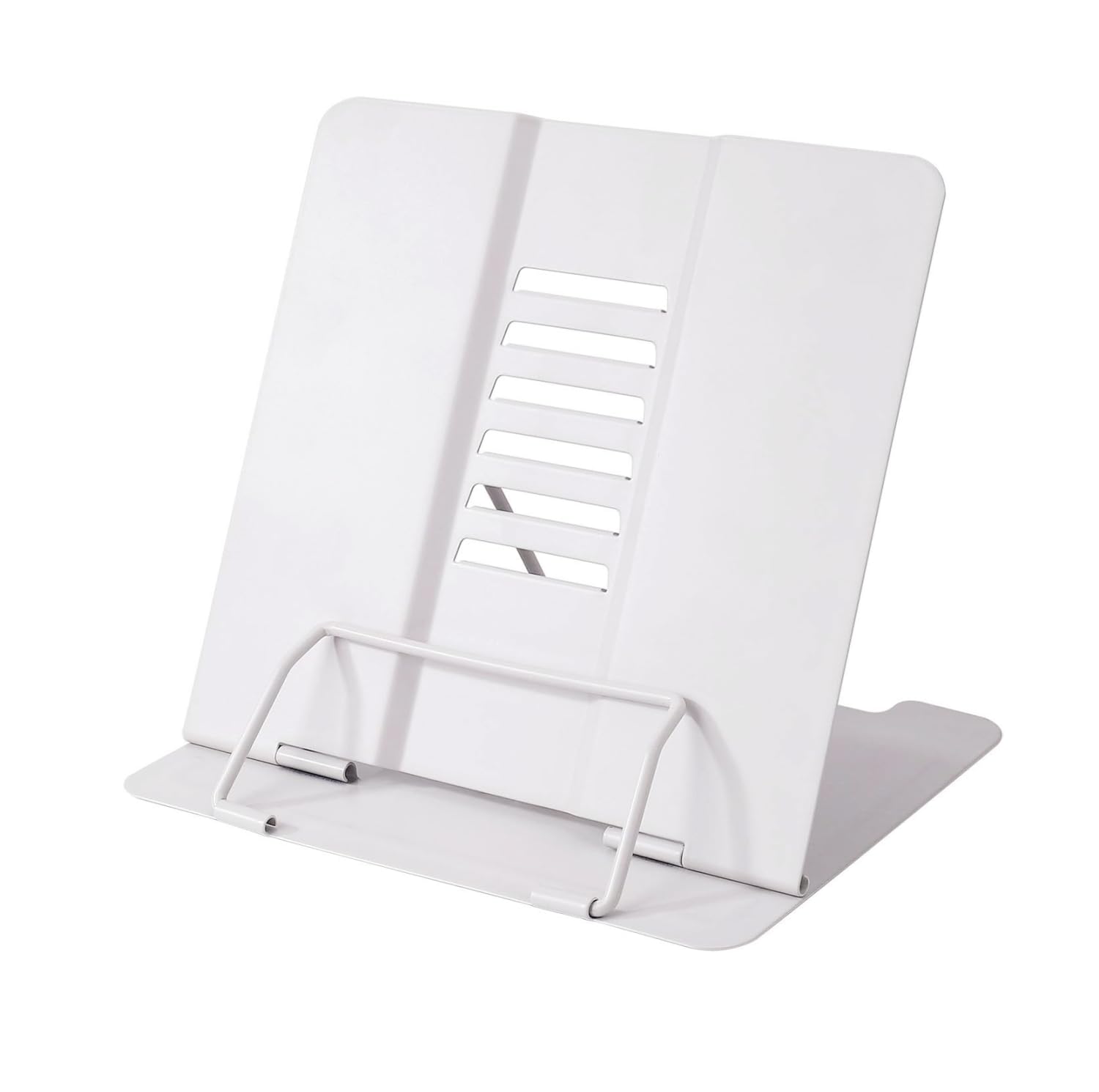 Atril para libros,Soporte de Libro de Metal Plegable Soporte de Lectura Ajustable Soporte de Lectura para Libros para libros para cocina, oficina, escritorio, escuela(Blanco)