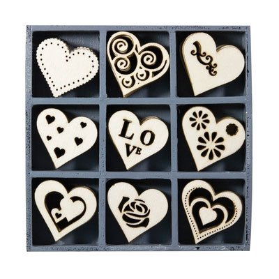 Decorazioni in legno Cuore 9 X 5 pezzi
