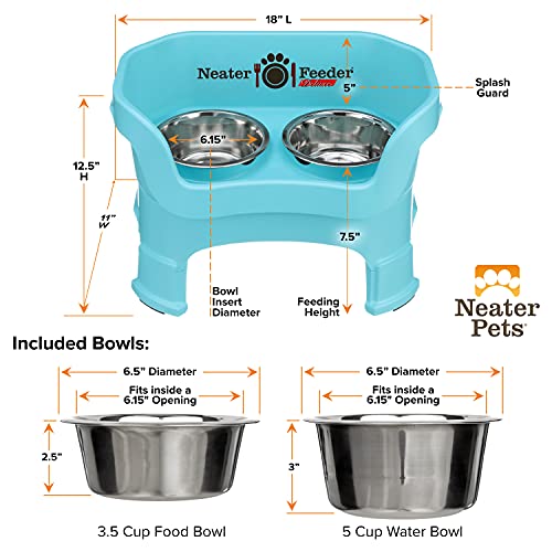 Neater Feeder Deluxe Mess-Proof Elevated Dog Bowls for Medium Dogs (19–40 lbs), 2 Height Adjustable (10” & 12.5”) No-Spill Raised Dog Bowl Stand, Stainless Steel Food Bowl Set, Made in USA, Aquamarine by Neater Pet Brands - Image 9