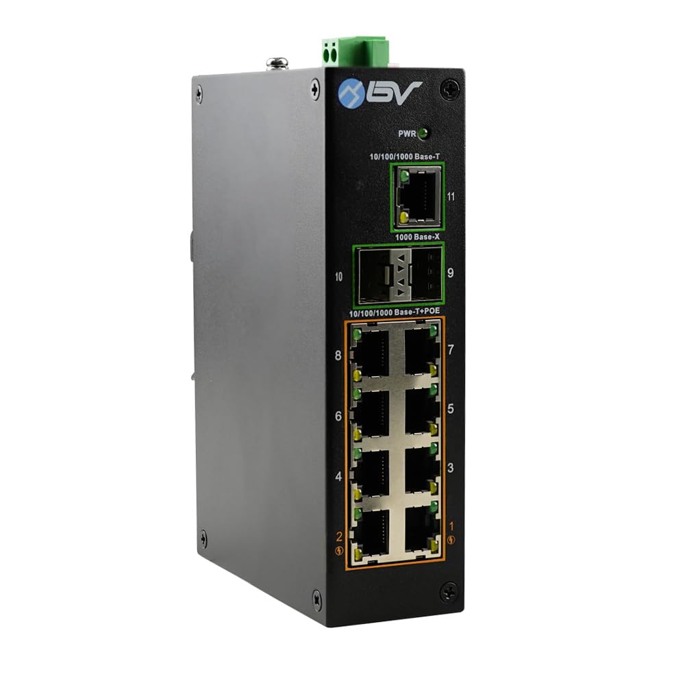 BV-Tech 11-Port Unmanaged Desktop Switch - 8 PoE Ports, 120W Total Power, All-Giga Ports