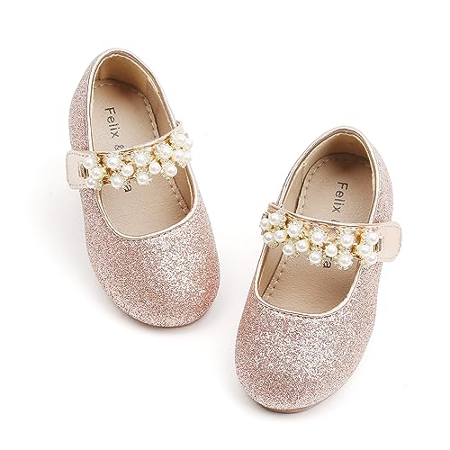 Image of Felix & Flora Toddler Flower Girl Dress Shoes - Girl Ballet Flats Party School Shoes Wedding