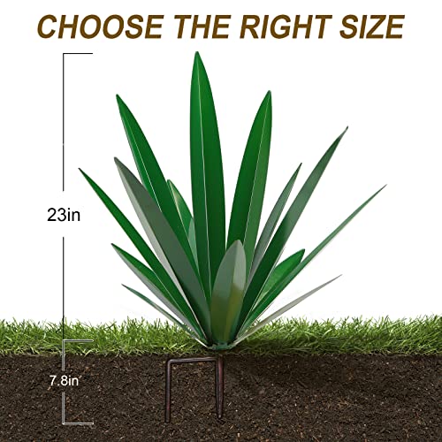 Image of TOMBABY Large Leaf Thickened Metal Agave Plant Outdoor Decoration Desert Courtyard Art Plant Garden Decoration Outdoor Metal Art Floral Gift (1, Green)