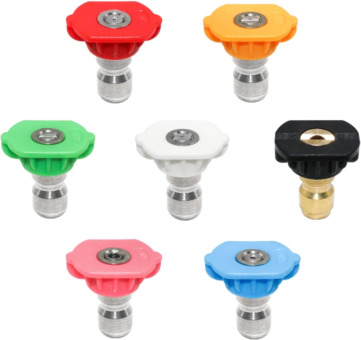Washer Spray Nozzle Tips Multiple Spray Degrees 1/4 Inch Quick Connection, 4000 PSI Tool Daily Pressure Washer Spray Nozzle Tips Multiple Degrees (7 Pack 1/4 inch)