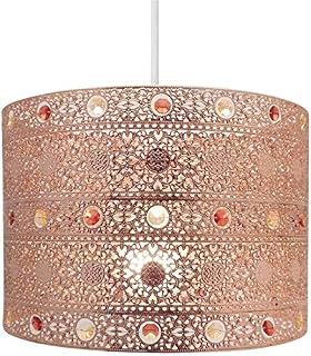 HOMION Chandelier Style Ceiling Light Shade Pendant Acrylic Crystal Bead Luxury Easy Fit Moroccan Gem Choose Design (Moroccan Gem Copper)