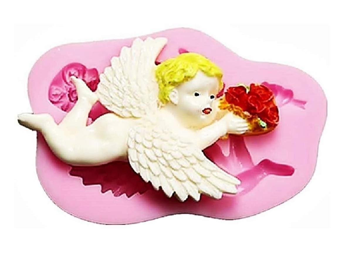 Stampo In Silicone Per Dolci A Forma Di Bambino Angelo Con Fiori - Ideale Per Pasta Di Zucchero, Fondant, Resina E Gesso