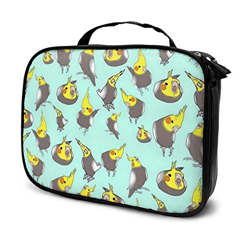 Preisvergleich Produktbild Make-up-Koffer, Kosmetiktasche, lustige kleine Papageien-Illustration, Aufbewahrungstasche, professionelle tragbare Aufbewahrungstasche, Make-up-Pinsel, Geschenk-Box, groß