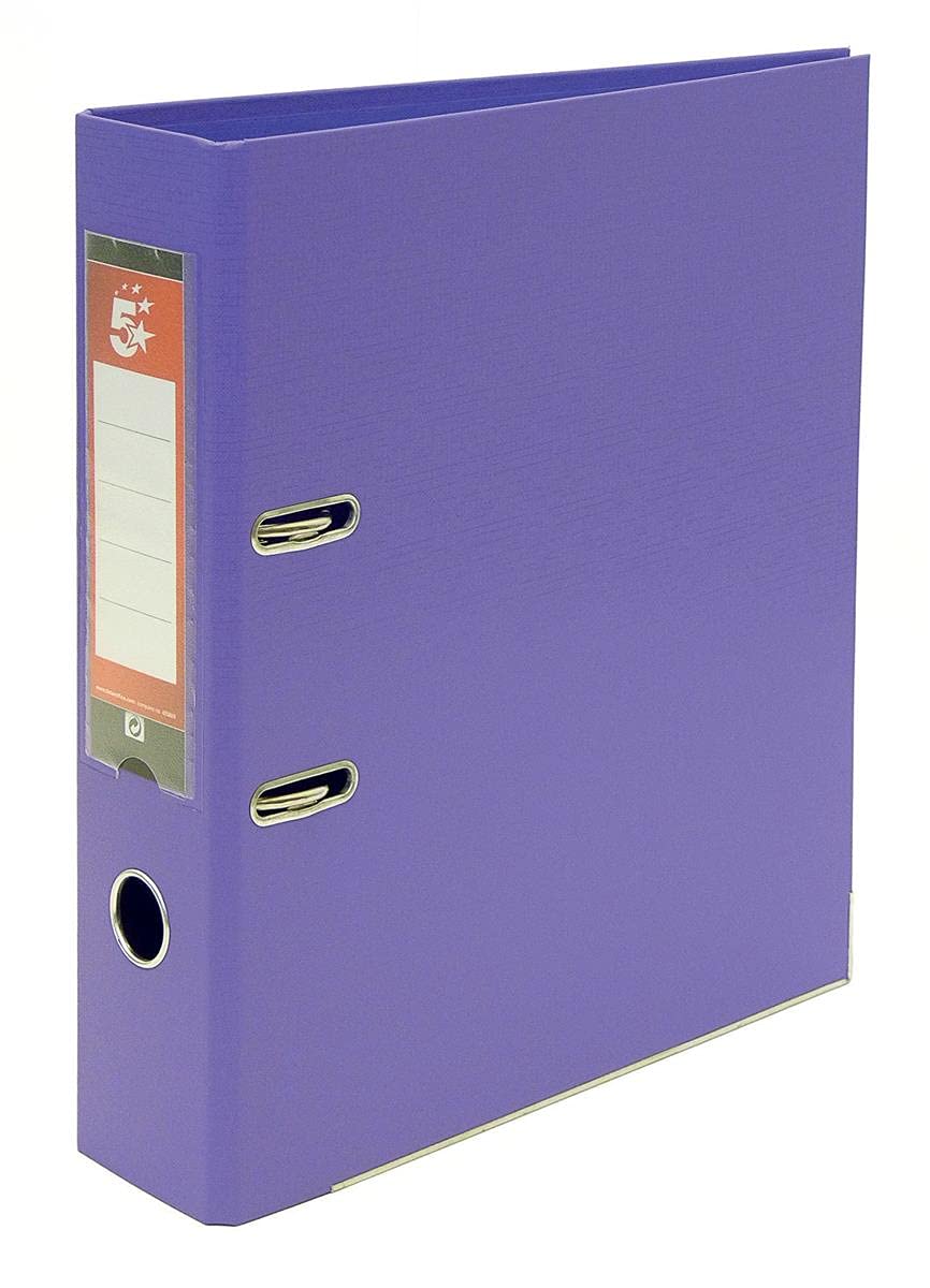 5 Star office 138811 A4 Plastic Lever Arch File - Purple (Pack of 10)