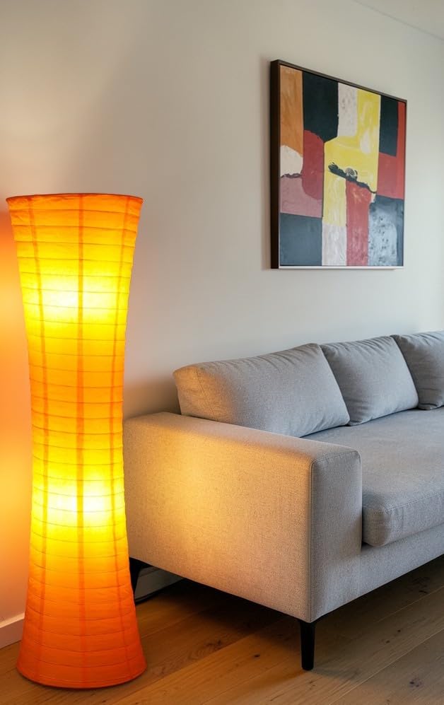 Trango, lampada a stelo con carta di riso dal design moderno 125 cm di altezza., Lila inkl. 2x 4.0 W LED LM TG1229-030PL, E14 40.0 wattsW 230.00 voltsV