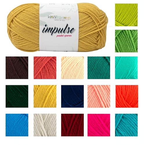 Image of WOAFashions Impulse Hand Knitting & Crochet Yarn, Premium Acrylic, 4 : Medium (Dandelion) (2x100gms / 3.5oz / 200mtr / 218yds)