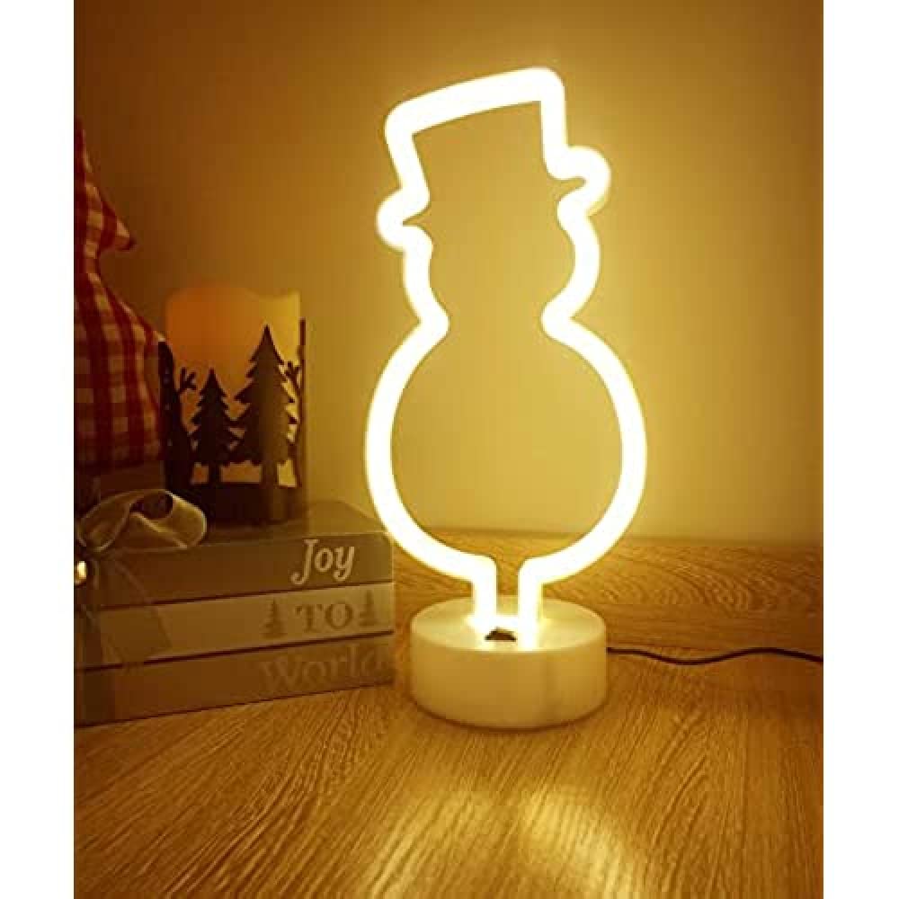 JQTOP Neon Sign,Snowman Led Neon Lights Signs Christmas Decor, Battery or USB Powered Light Up Acrylic Neon Sign for Christmas,Room Decor Night Light
