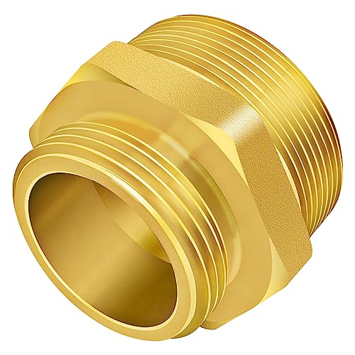 Fire Hydrant Hex Nipple, 2" NPT x 1-1/2" NST (NH) Male Fire Hydrant Hose Adapter Fitting Double Male Brass Fire Hydrant Connector 2" NPT Male x 1-1/2"