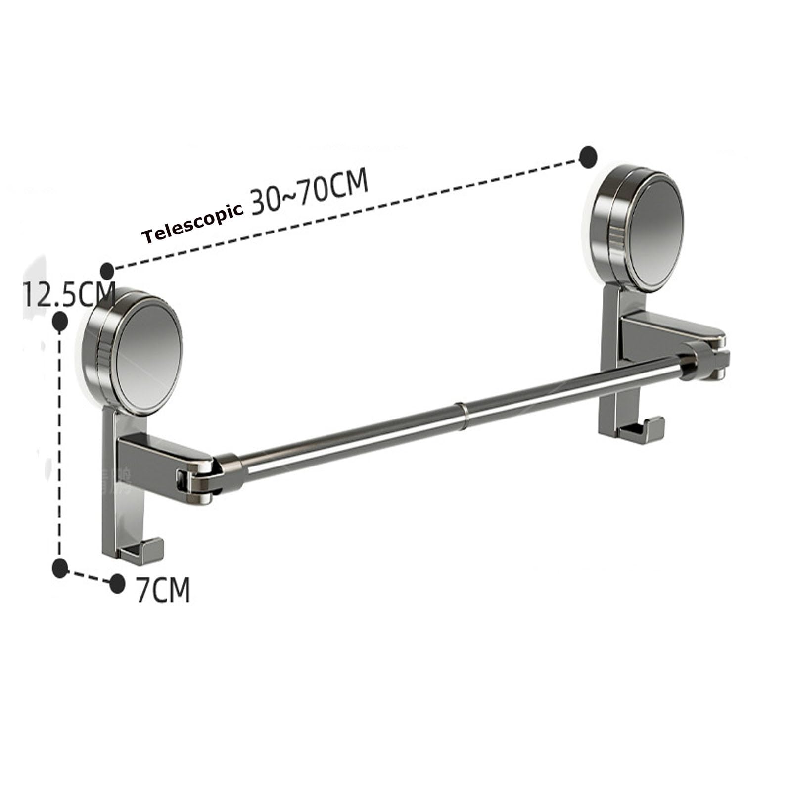 Toallero Extensible Barra Única Fijación | Succión Soporte Pared Resistente Aluminio sin Taladros, Autoadhesivo Para Baño(54–96cm)